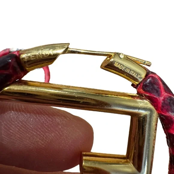 Fendi Red and Gold Hoop Earrings - Picture 5 of 7